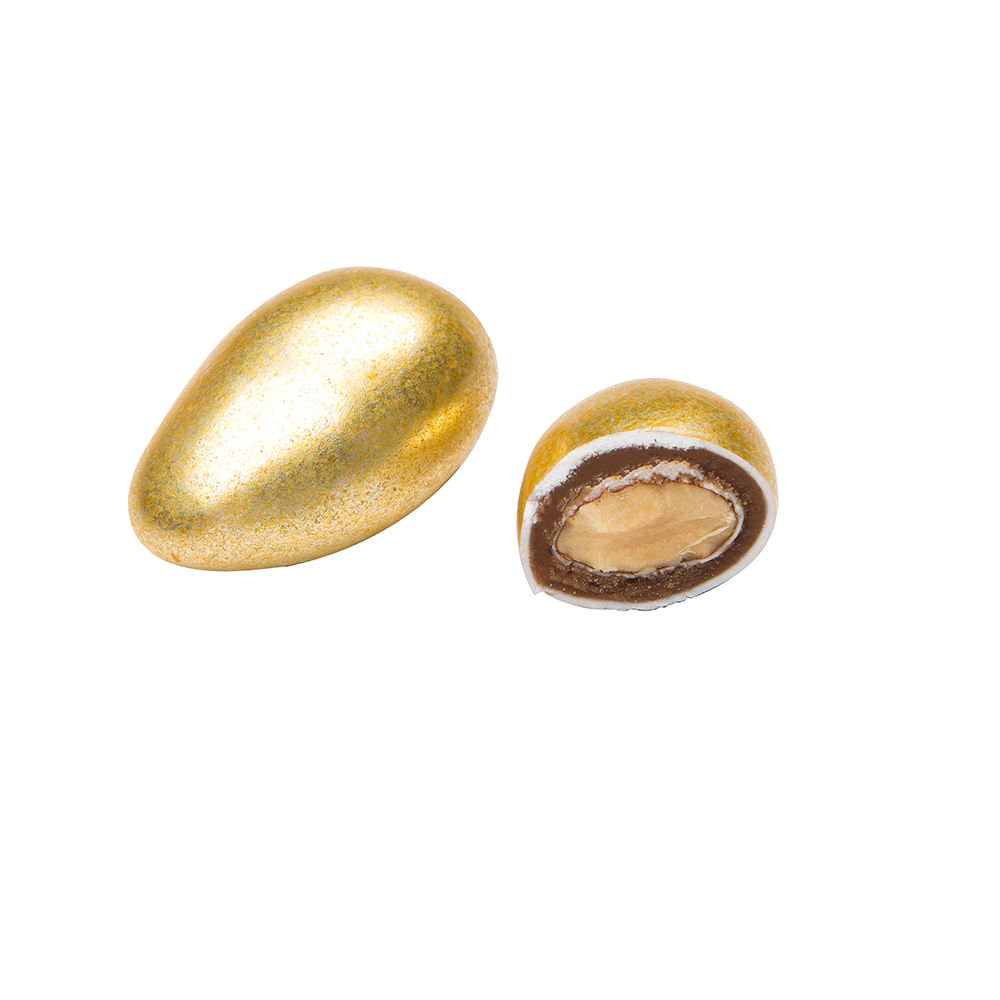Confeito de Amendoa com Chocolate (Dourado) 250g - Melodi