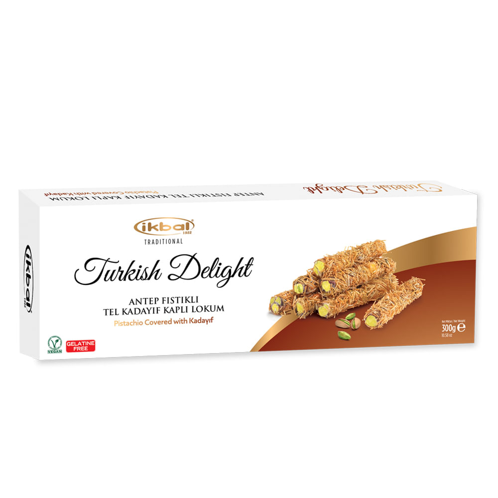 Doce de Goma Delícia Turca com Pistache Coberto com Kadaif 300g - Ikbal